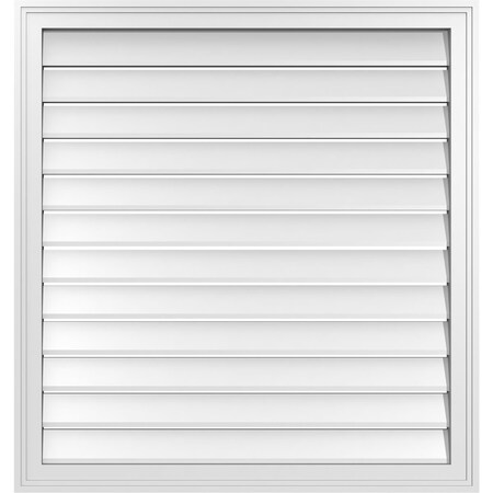 Ekena Millwork Vertical Surface Mount PVC Gable Vent: Functional, w/ 2"W x 1-1/2"P Brickmould Frame, 34"W x 36"H GVPVE34X3602SF